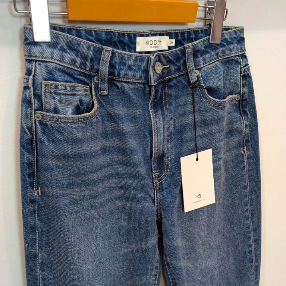 HIDDEN | Women's Medium Wash Ella High Rise Classic Straight Jeans - Picture 5 of 8